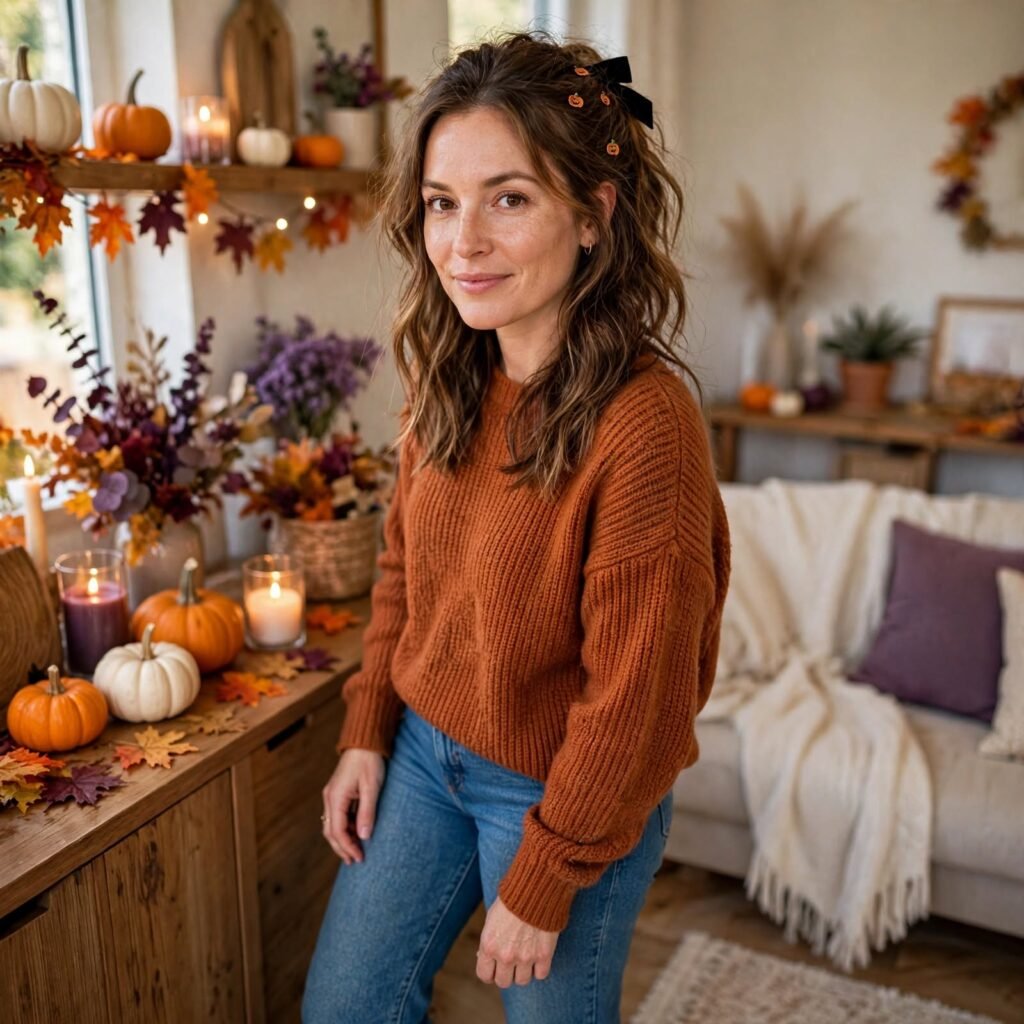 Woman with easy Halloween hairstyle