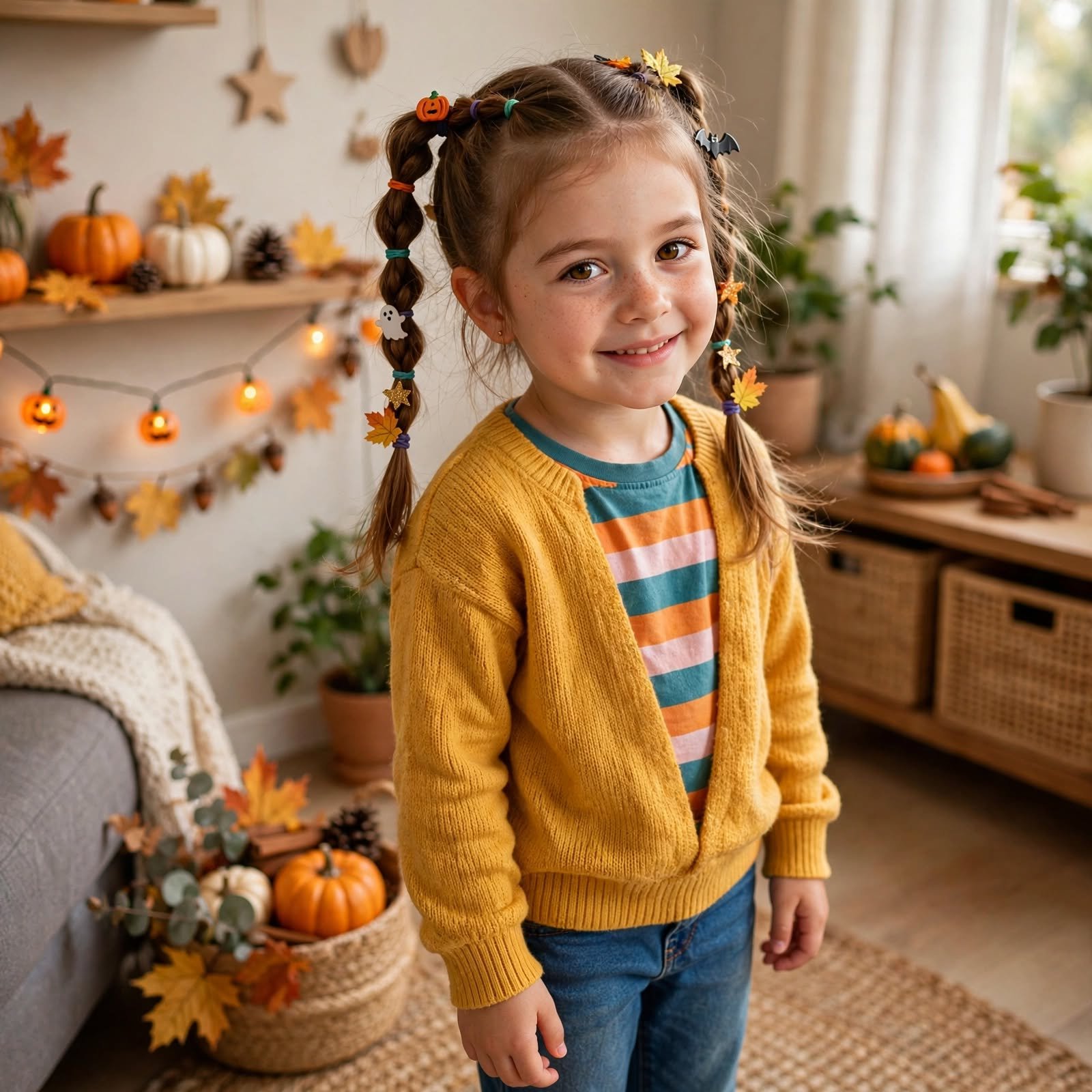 Child with fun spooky Halloween hairstyle