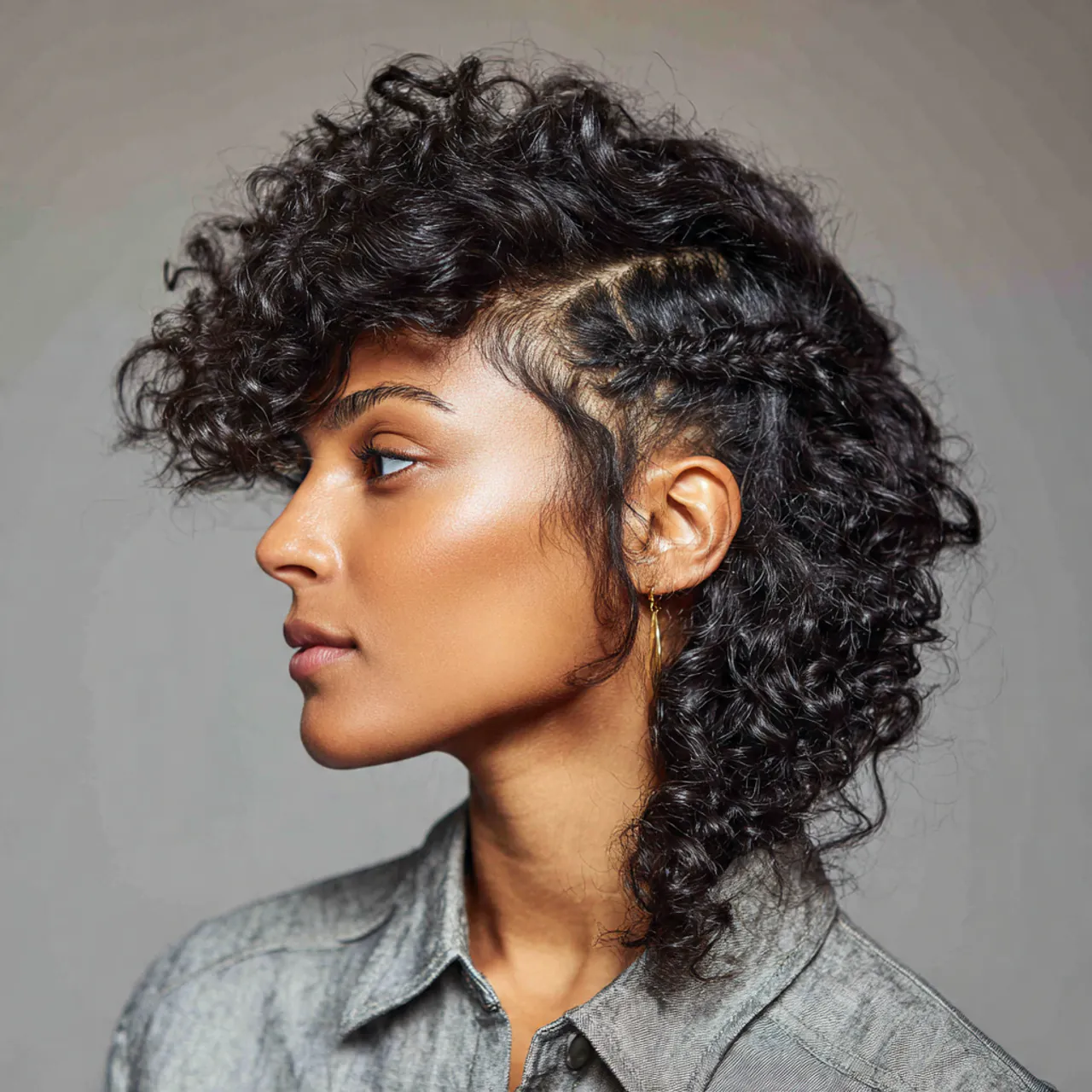Curly Side Part