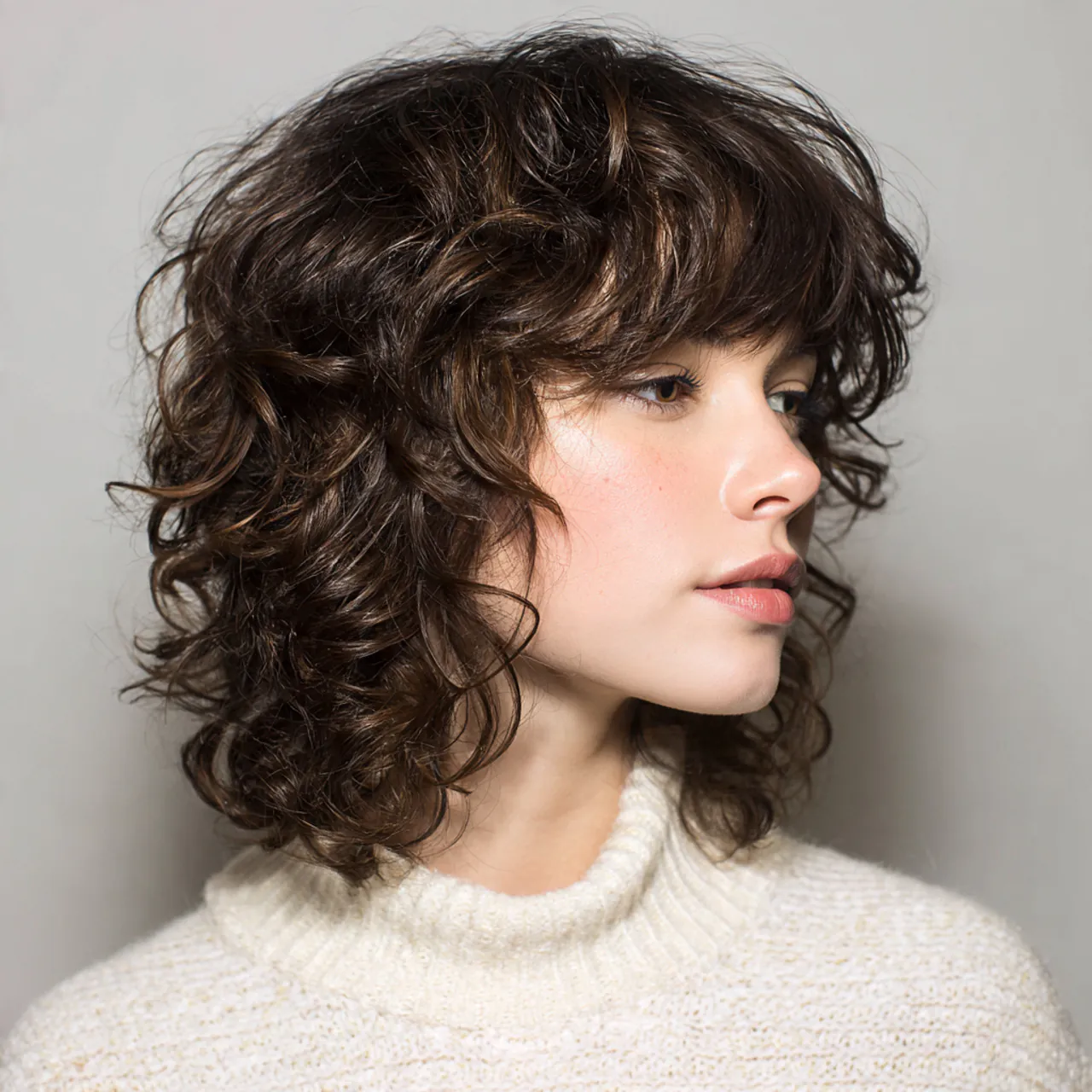 Curly Bangs with Layers