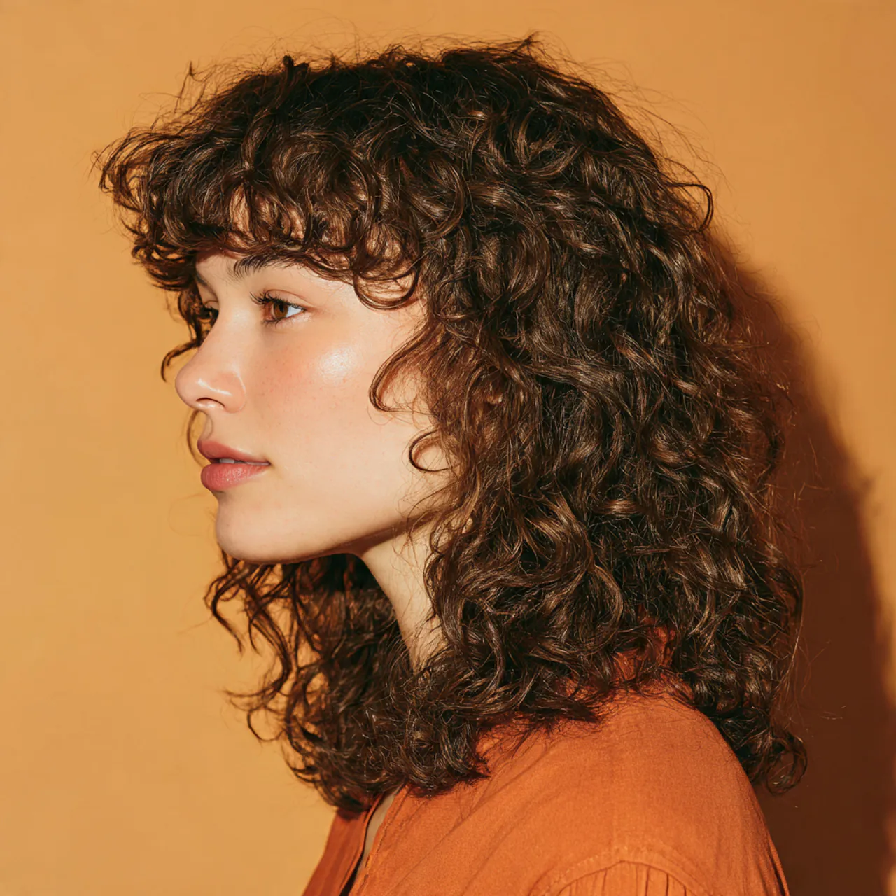 Curly Curtain Bangs