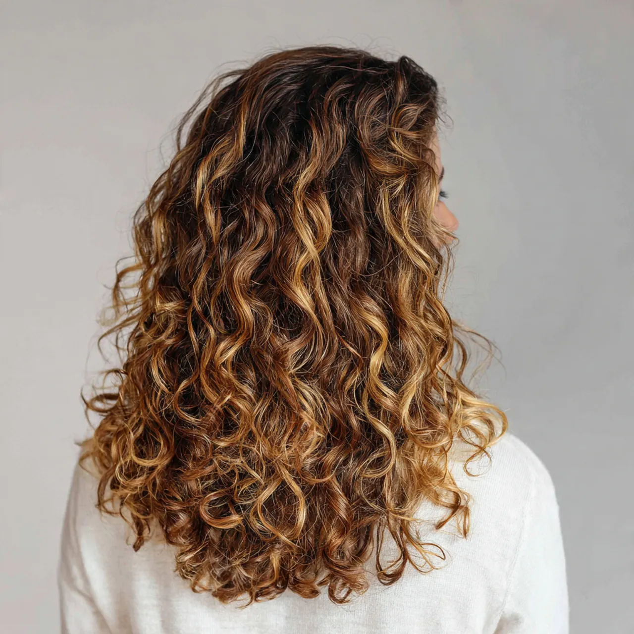 Curly Long Layers with Highlights