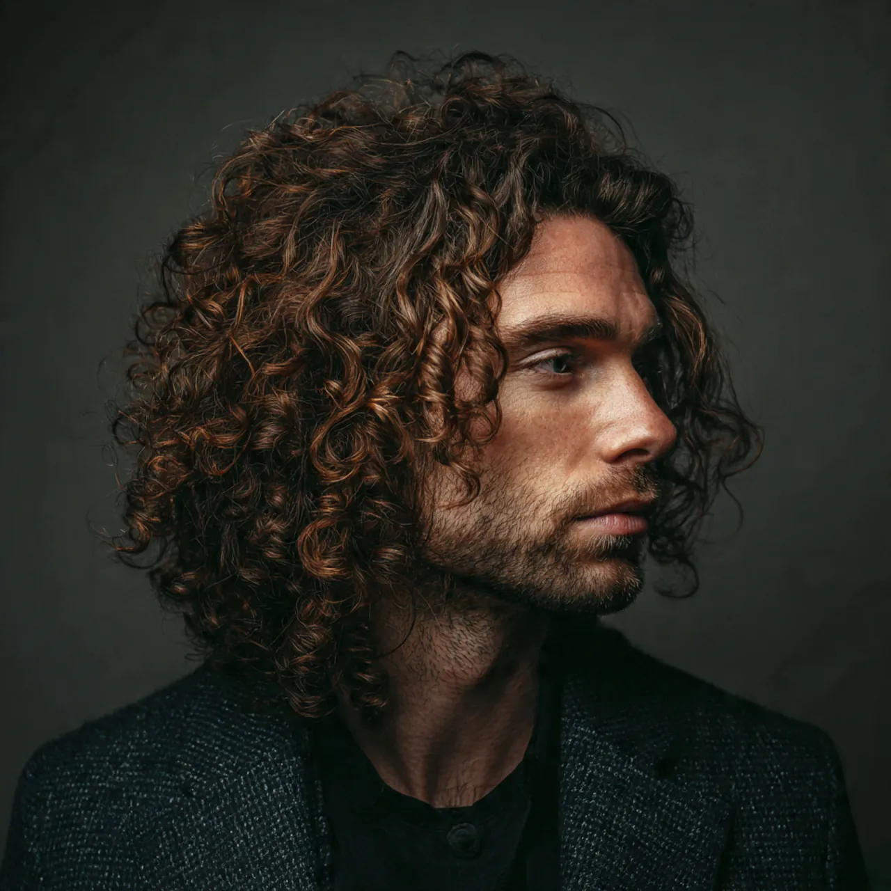 Curly Hairstyles Men: 17 Trendy Looks to Try 4 a single portrait of a man with long curly hairsty