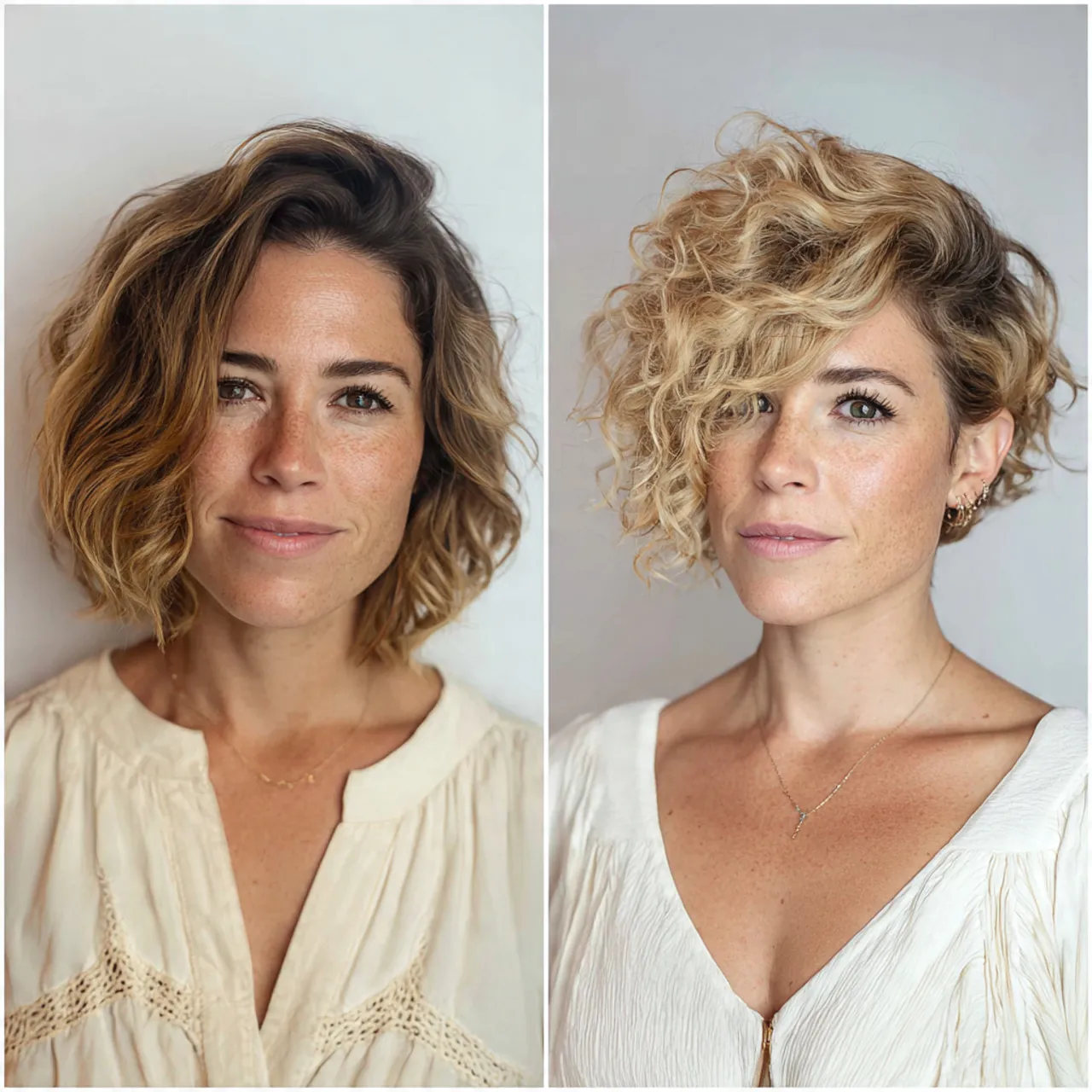 asymmetrical curly bob hairstyle