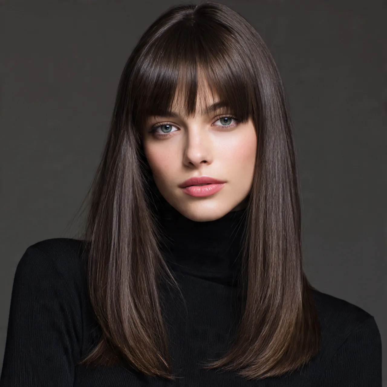 Curtain Bangs Straight Hair: 16 Sleek Style Ideas 2 classic curtain bangs with straight hair hairstyle