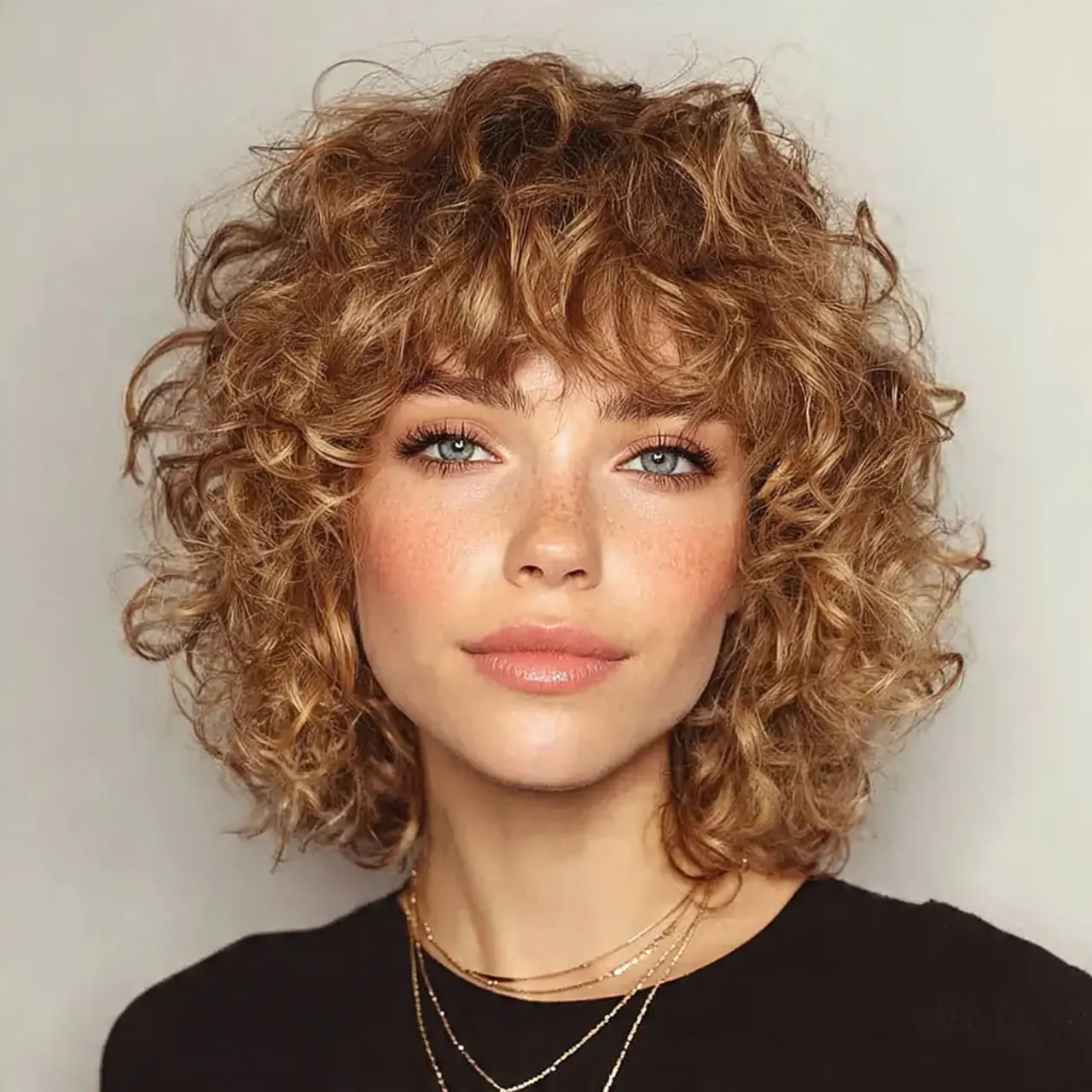 curly bob with bangs hairstyle