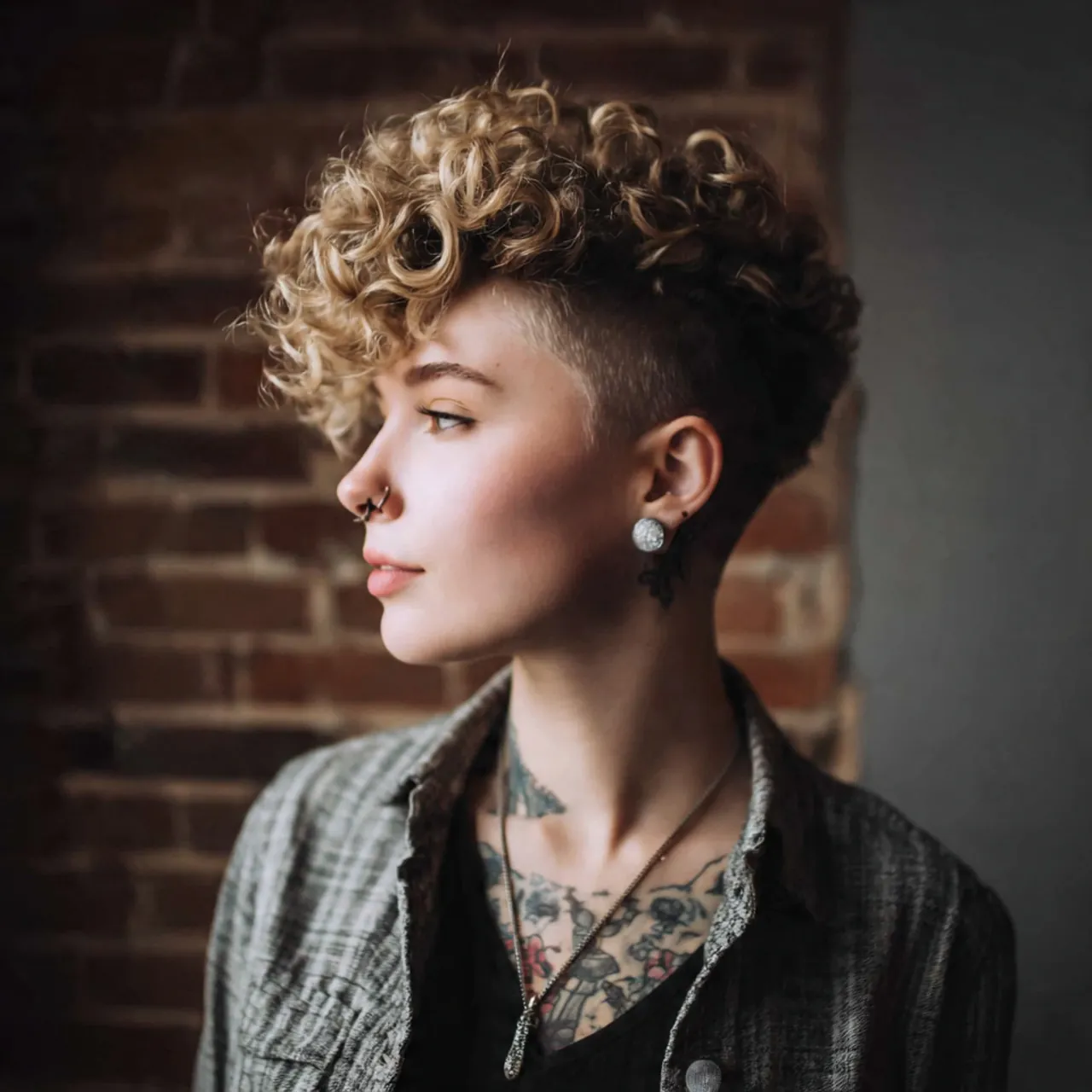 curly bob with undercut hairstyle