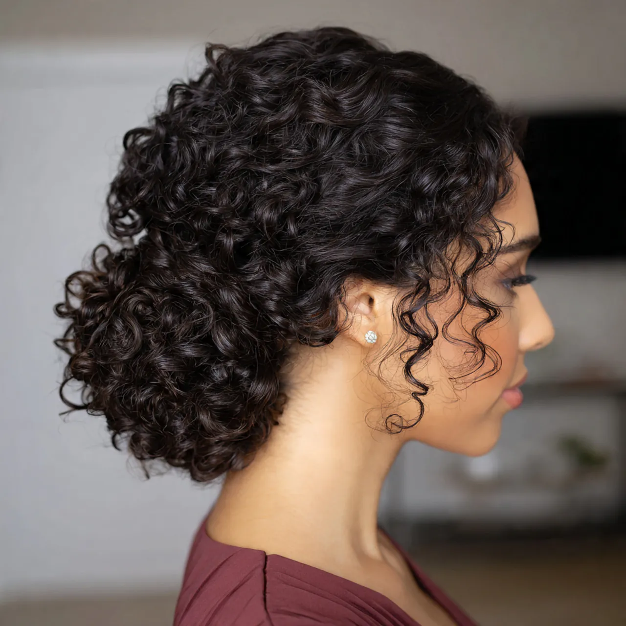 curly low bun for school