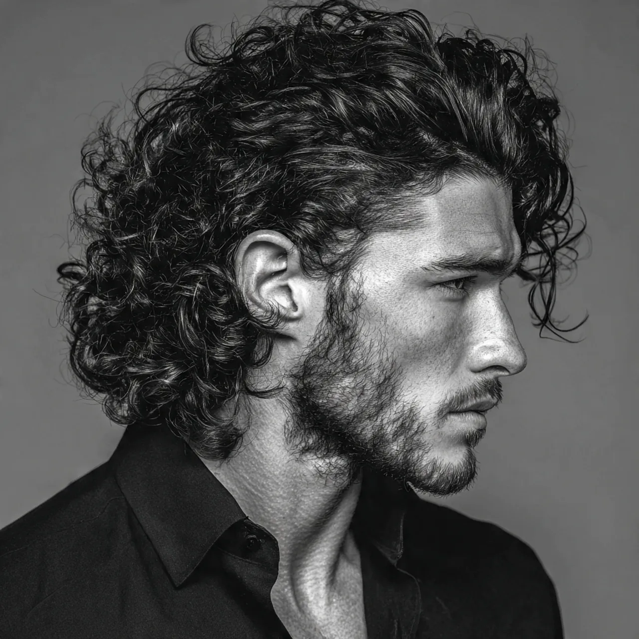 curly slick back for men