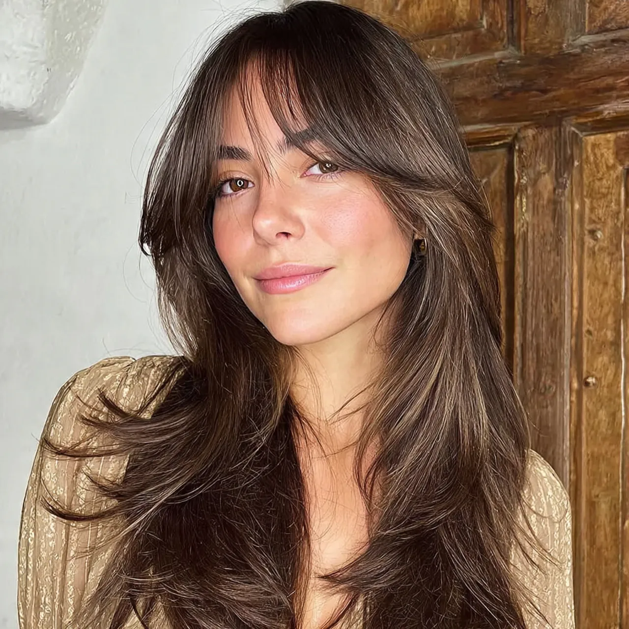 curtain bangs hairstyle with layers