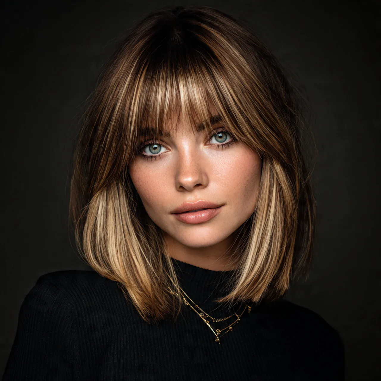 Curtain Bangs Straight Hair: 16 Sleek Style Ideas 11 curtain bangs straight hair with highlights hairst