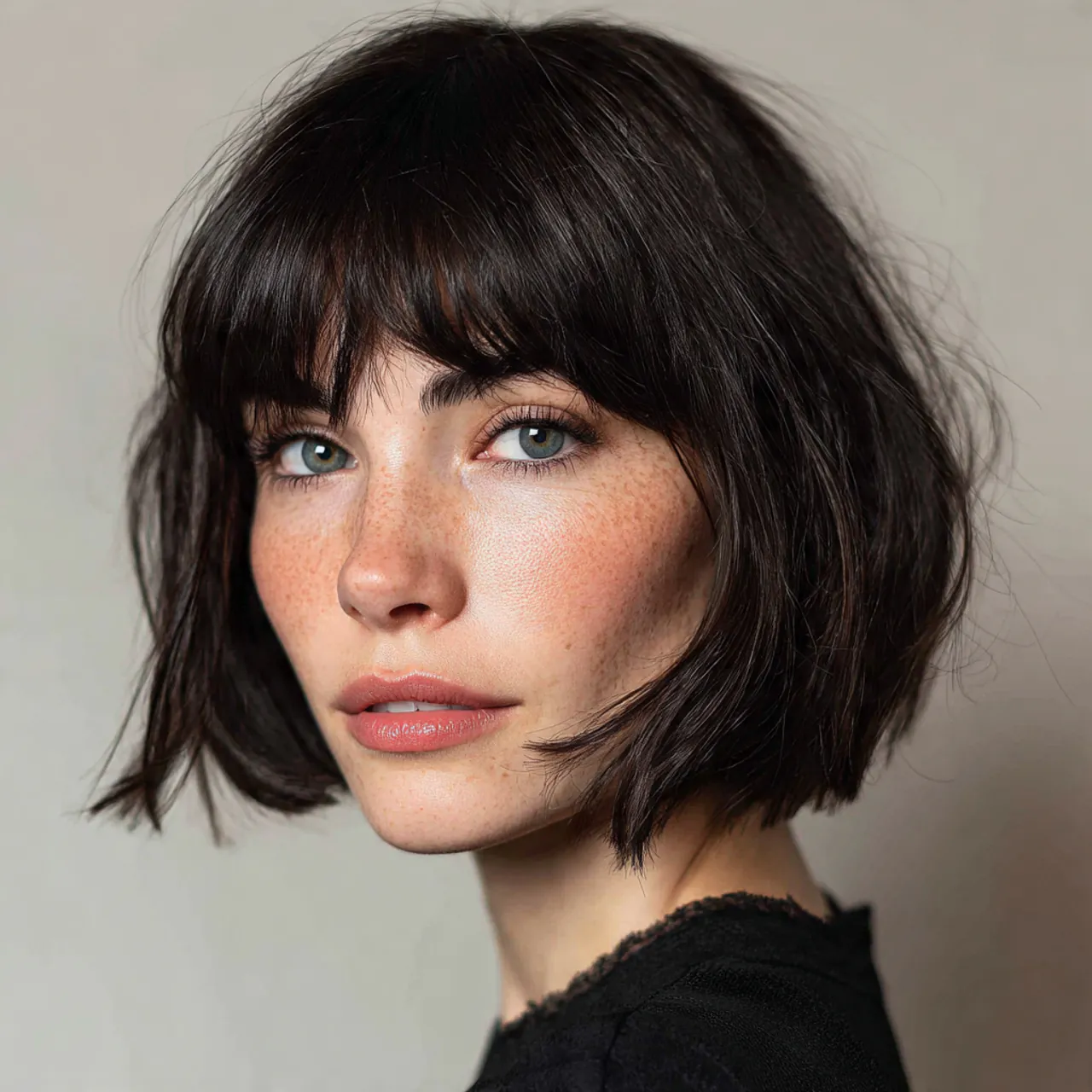 curtain bangs with bob hairstyle