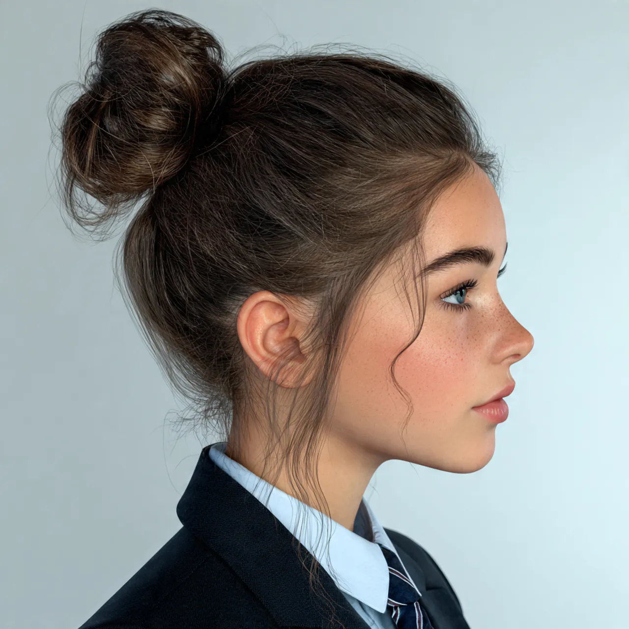 15 Trending Cute School Hairstyles for Effortless Daily Style 12 cute high bun school hairstyle on a teenage girl n
