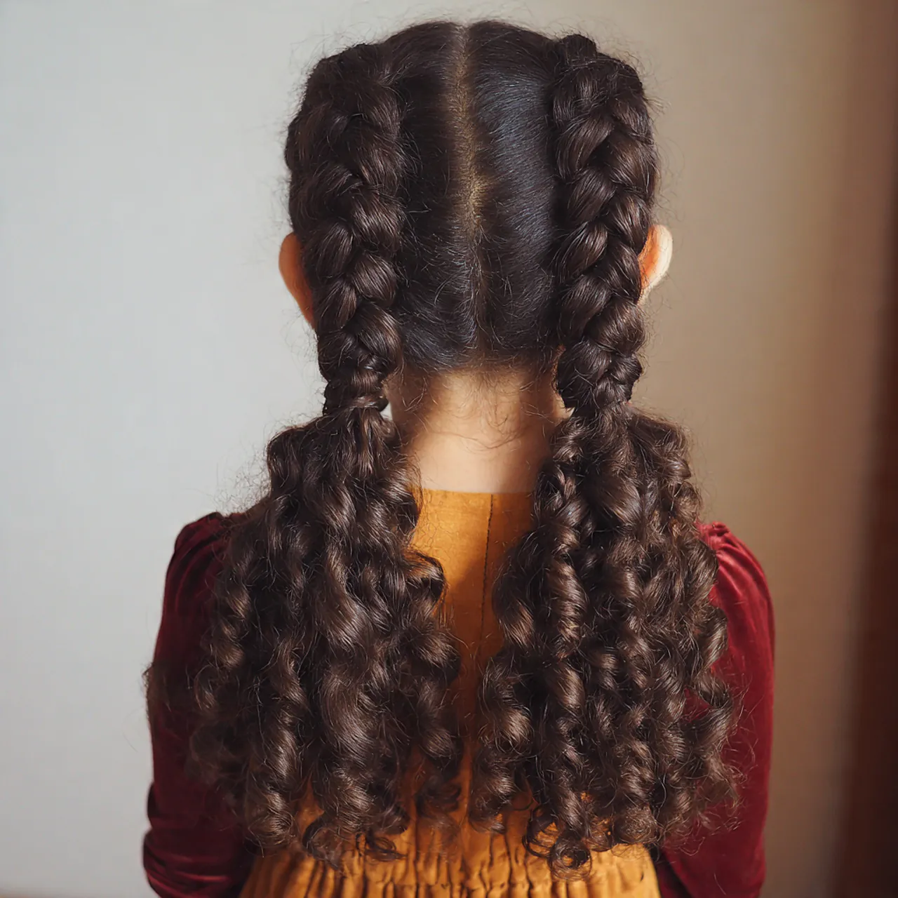double curly braids for school