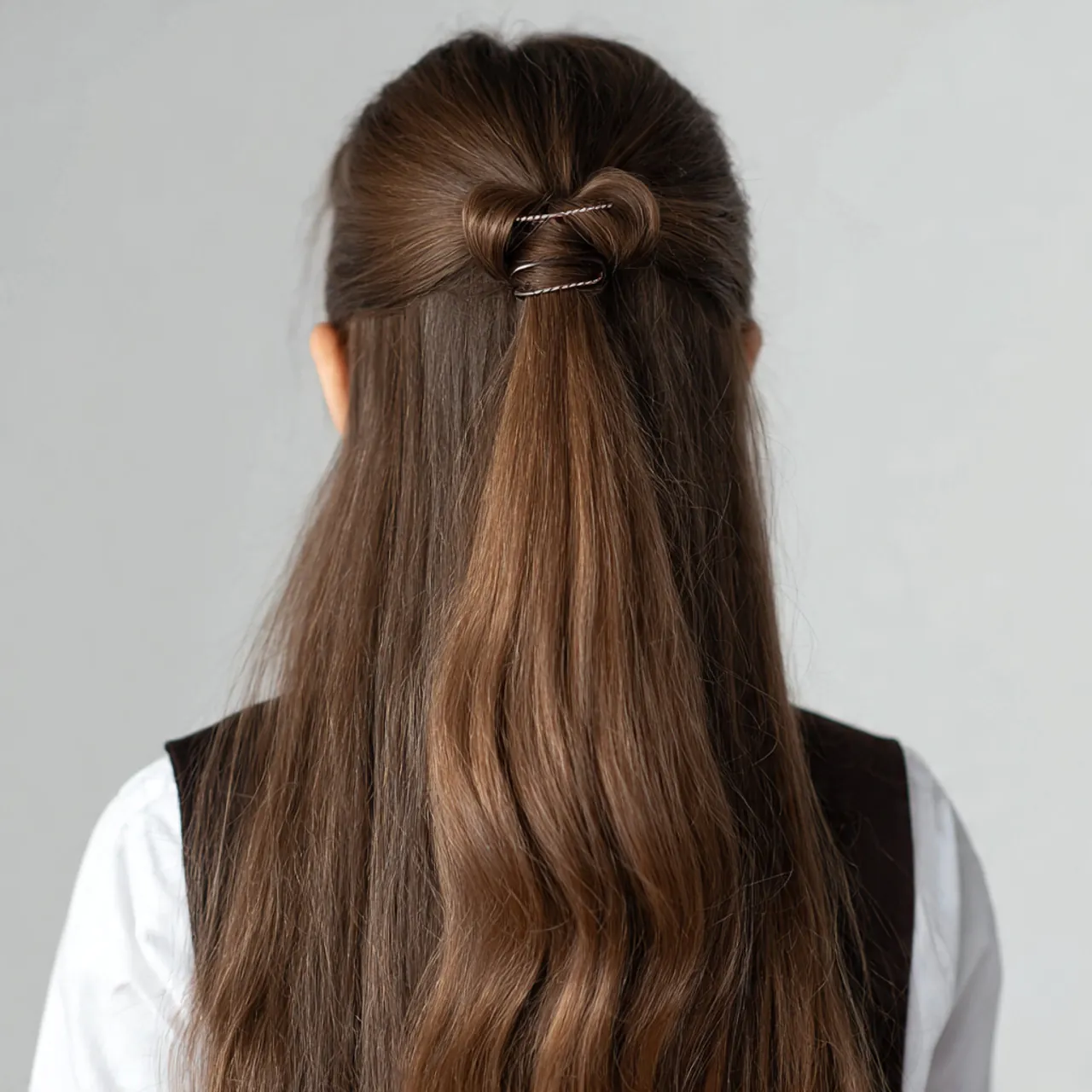 15 Trending Hairstyles for School Easy and Cute Daily Looks 4 easy half up clip hairstyle for school back view o