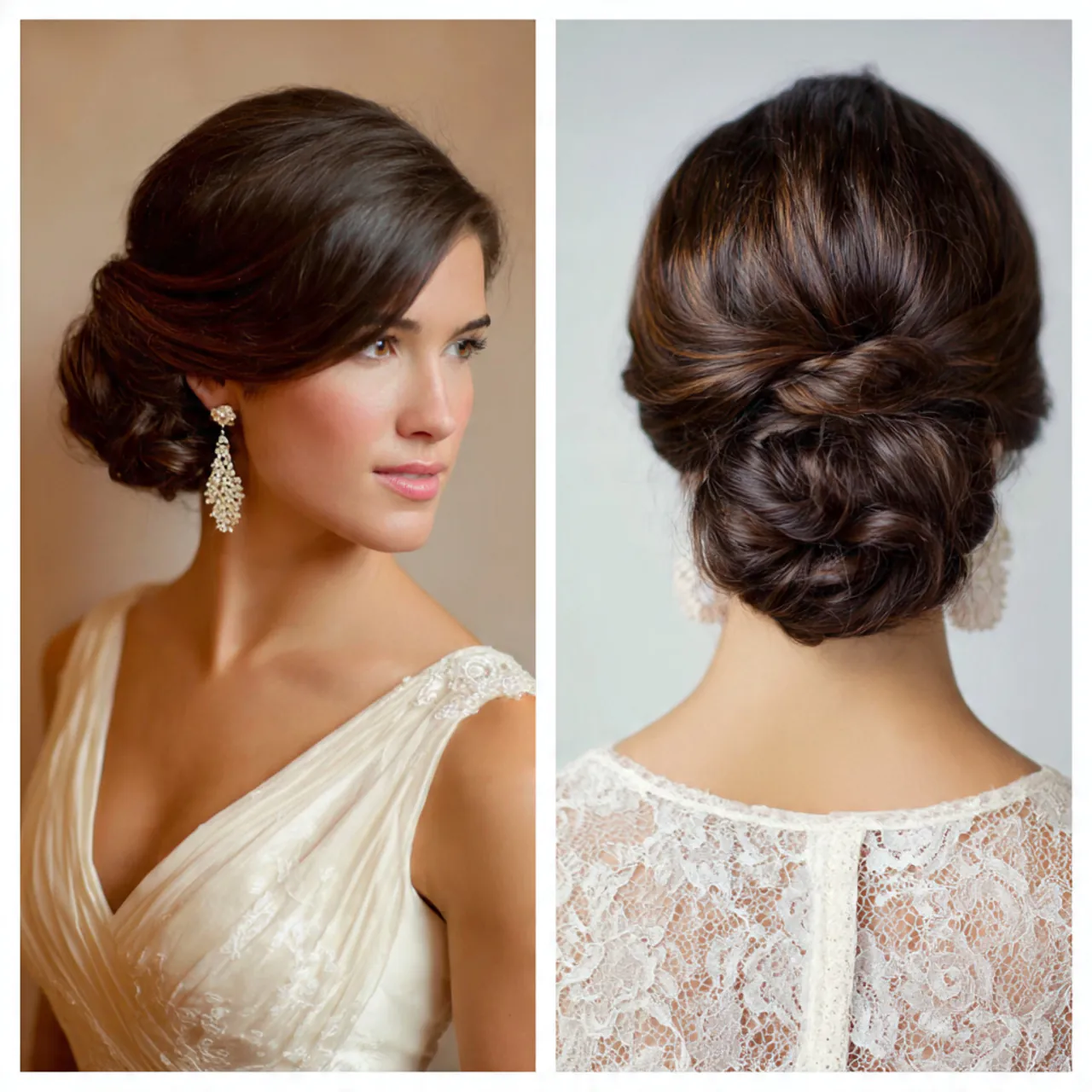 13 Trending Wedding Hairstyles for Short Hair: Elegant Ideas 3 elegant low bun wedding hairstyles for short hair
