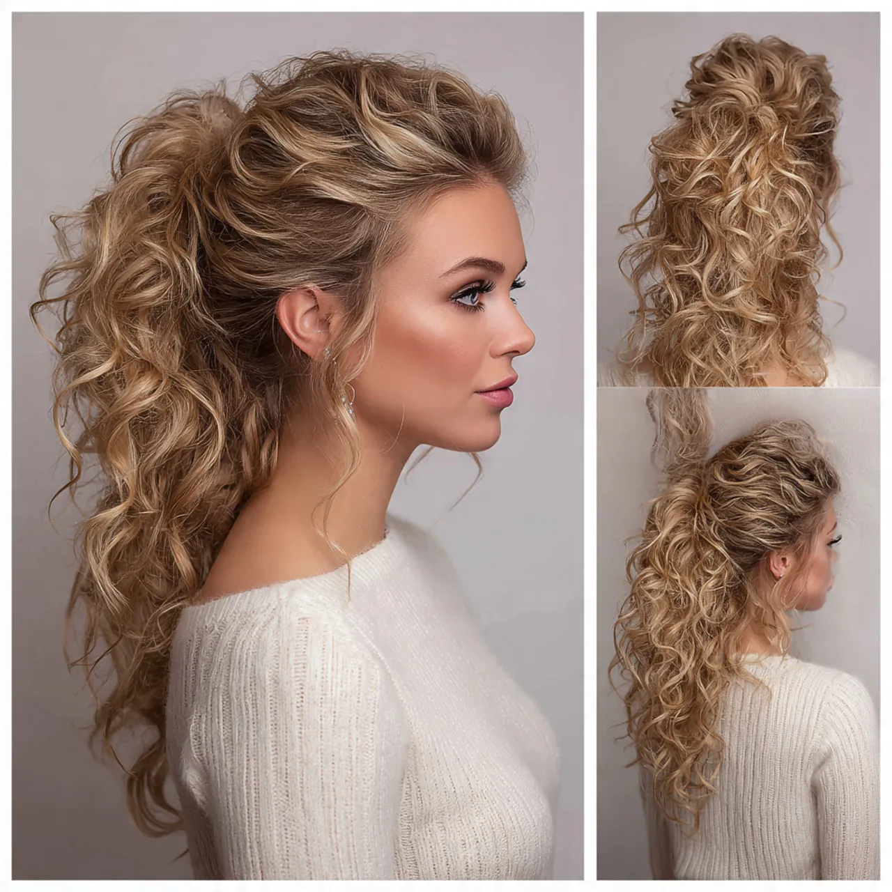 15 Trending Ponytail Hairstyles for Curly Hair: Cute & Stylish Ideas 6 half up curly ponytail hairstyles