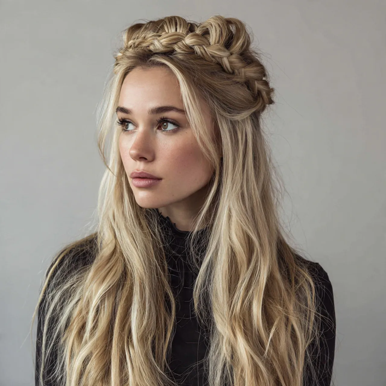 half up twisted crown hairstyle 1