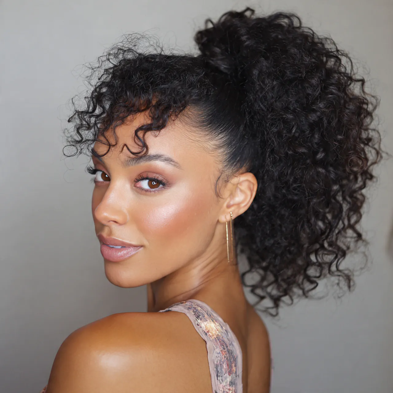 high curly ponytail for school