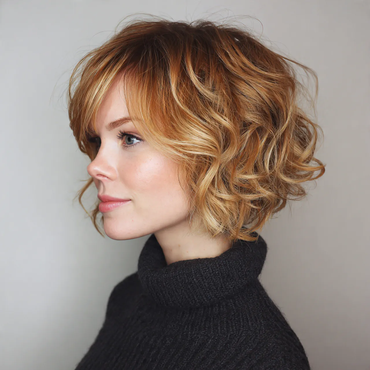 layered curly bob hairstyle