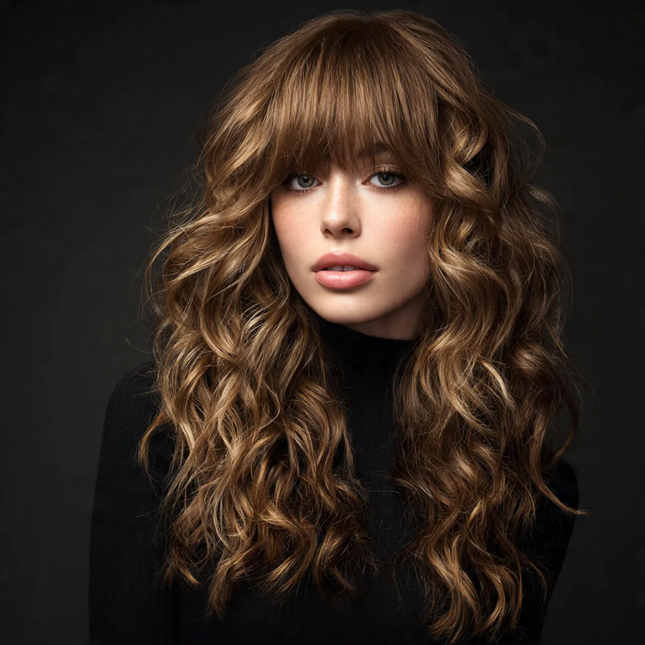 layered curtain bangs wavy hair hairstyle single p