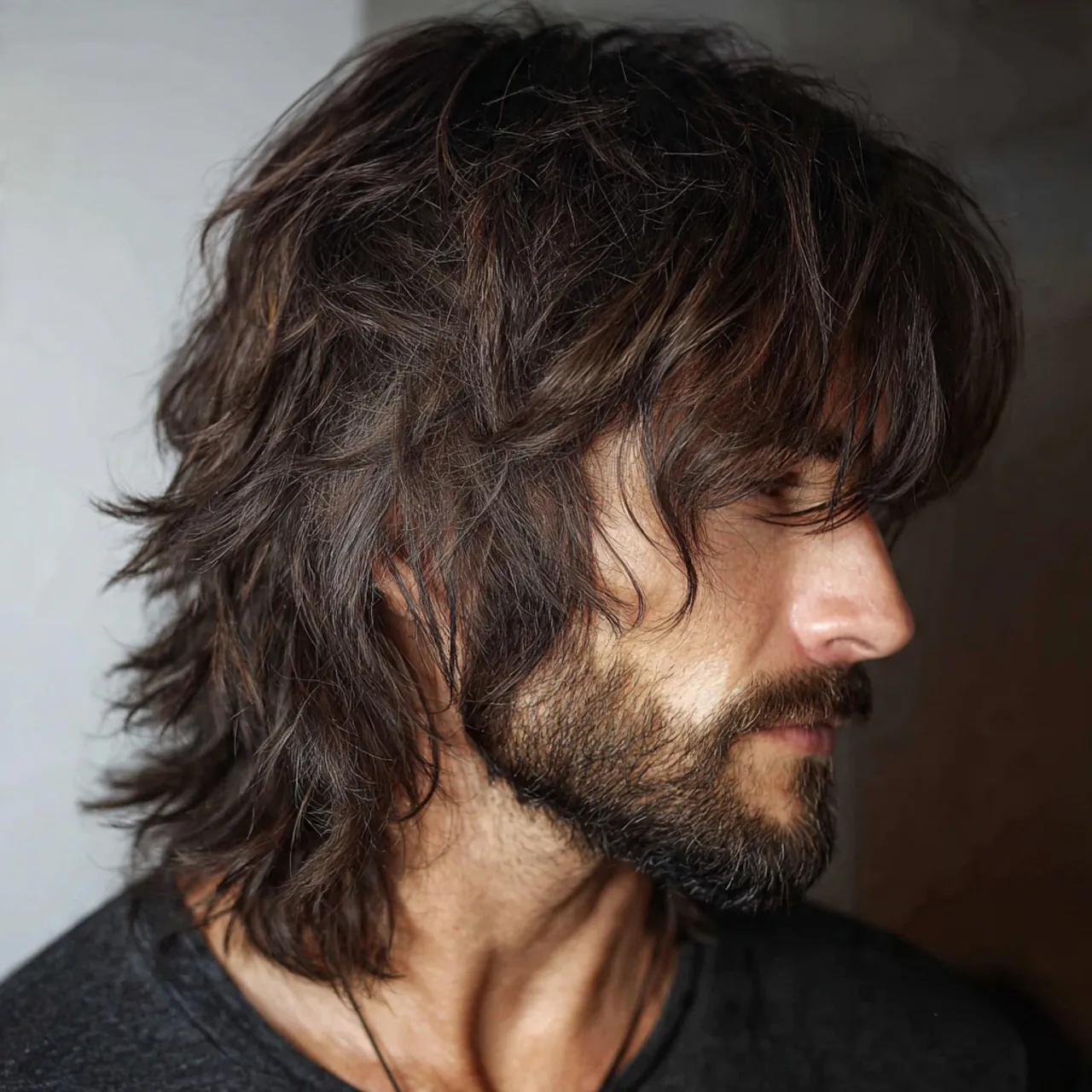 layered fringe wolf cut men