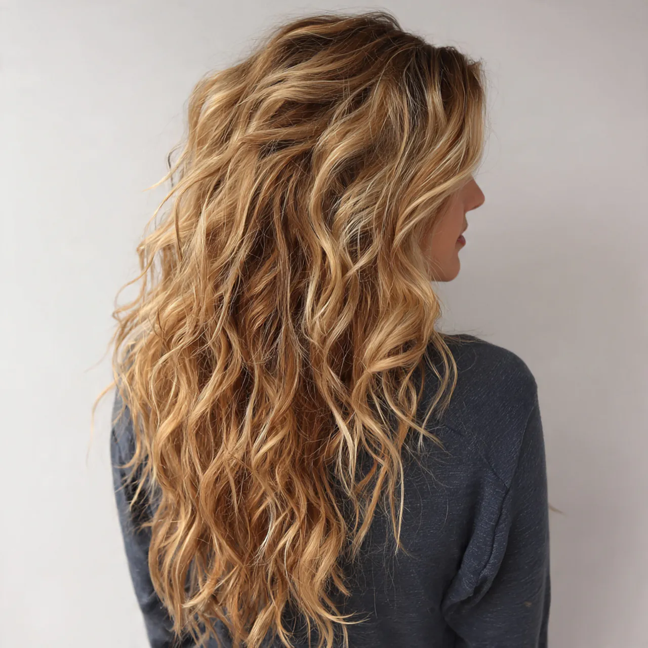loose curly hair with layers for school