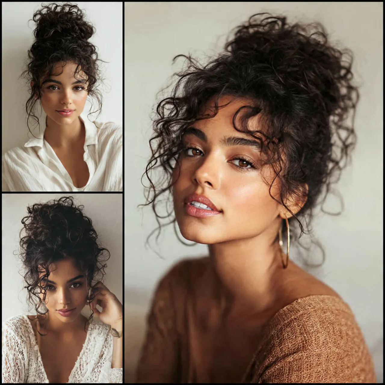 messy bun hairstyles curly hair