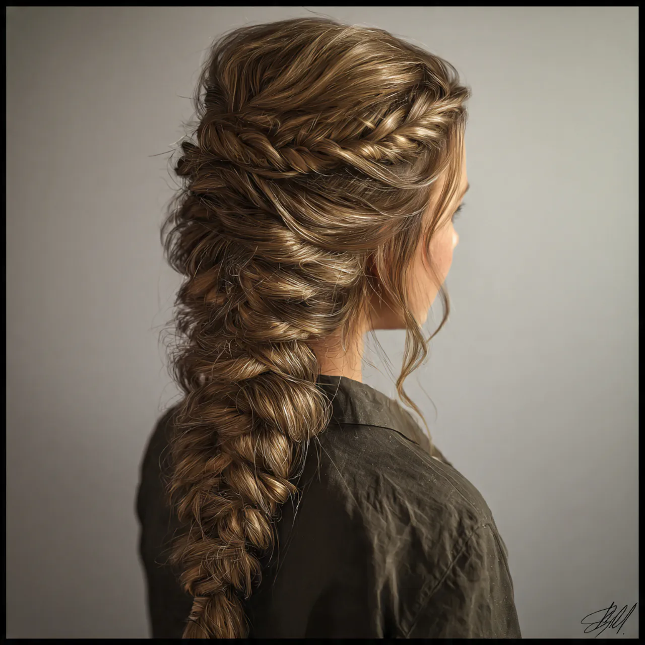 messy fishtail braid hairstyle square size single