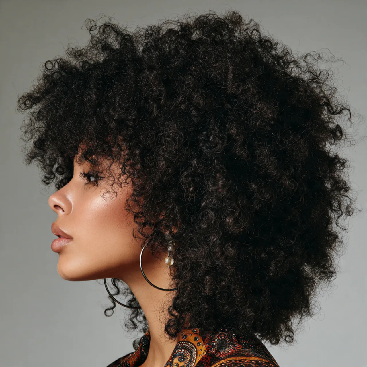 natural curly afro hairstyle on a person studio po