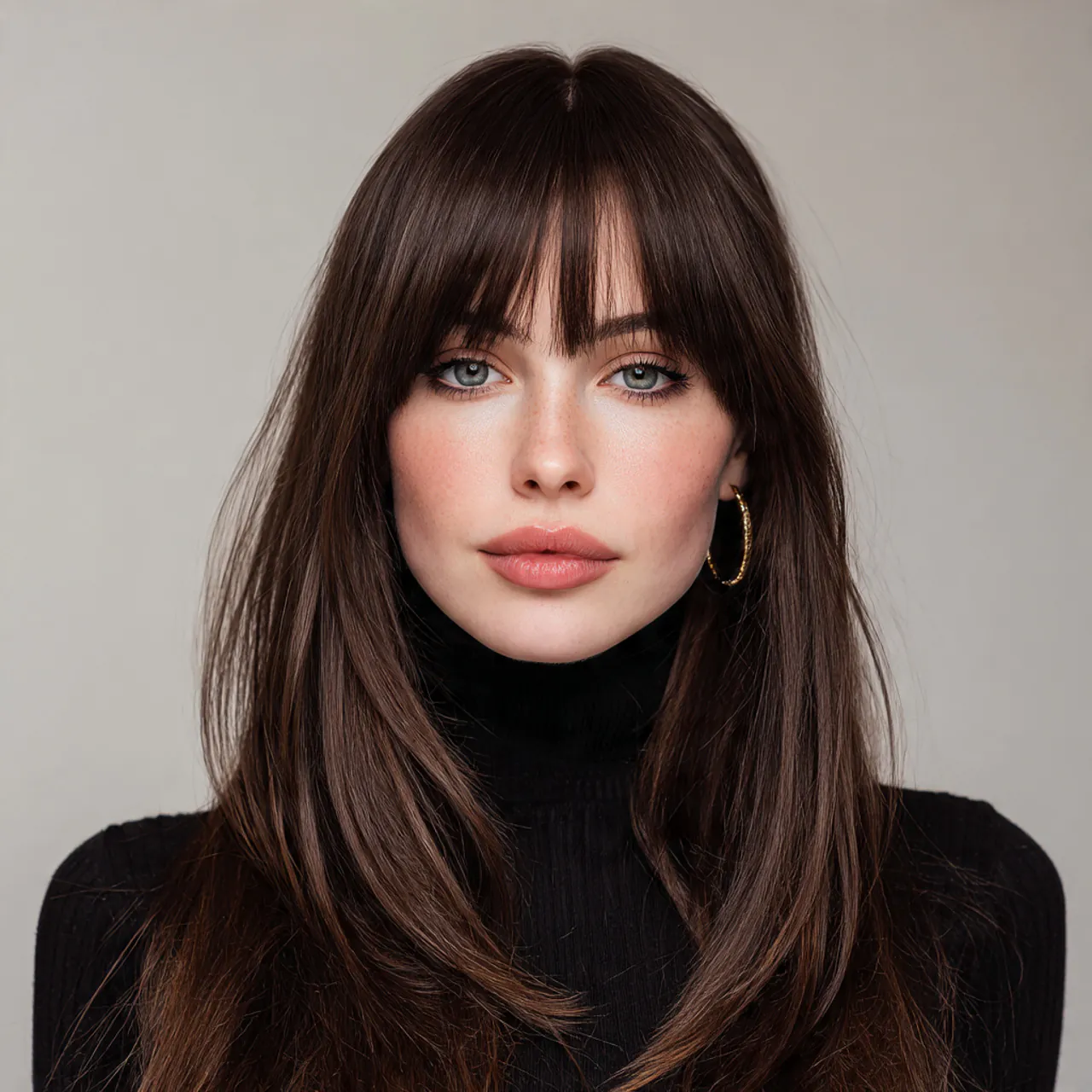 Curtain Bangs Straight Hair: 16 Sleek Style Ideas 10 portrait of a woman with textured curtain bangs st