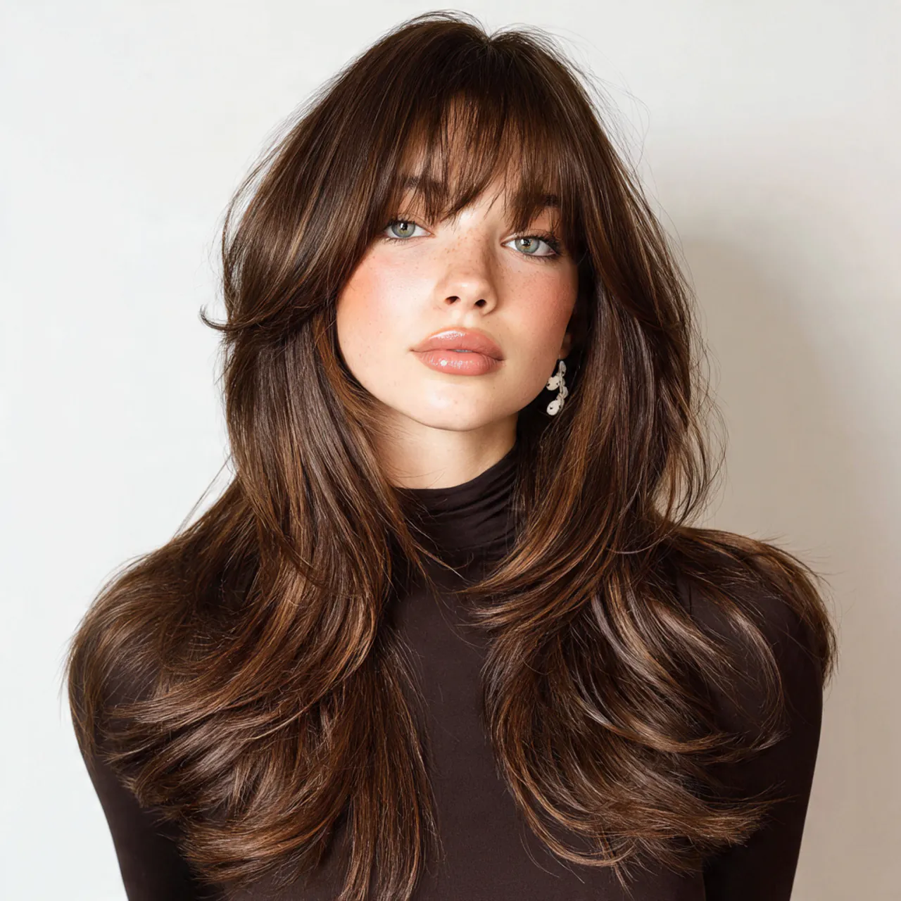 retro curtain bangs hairstyle