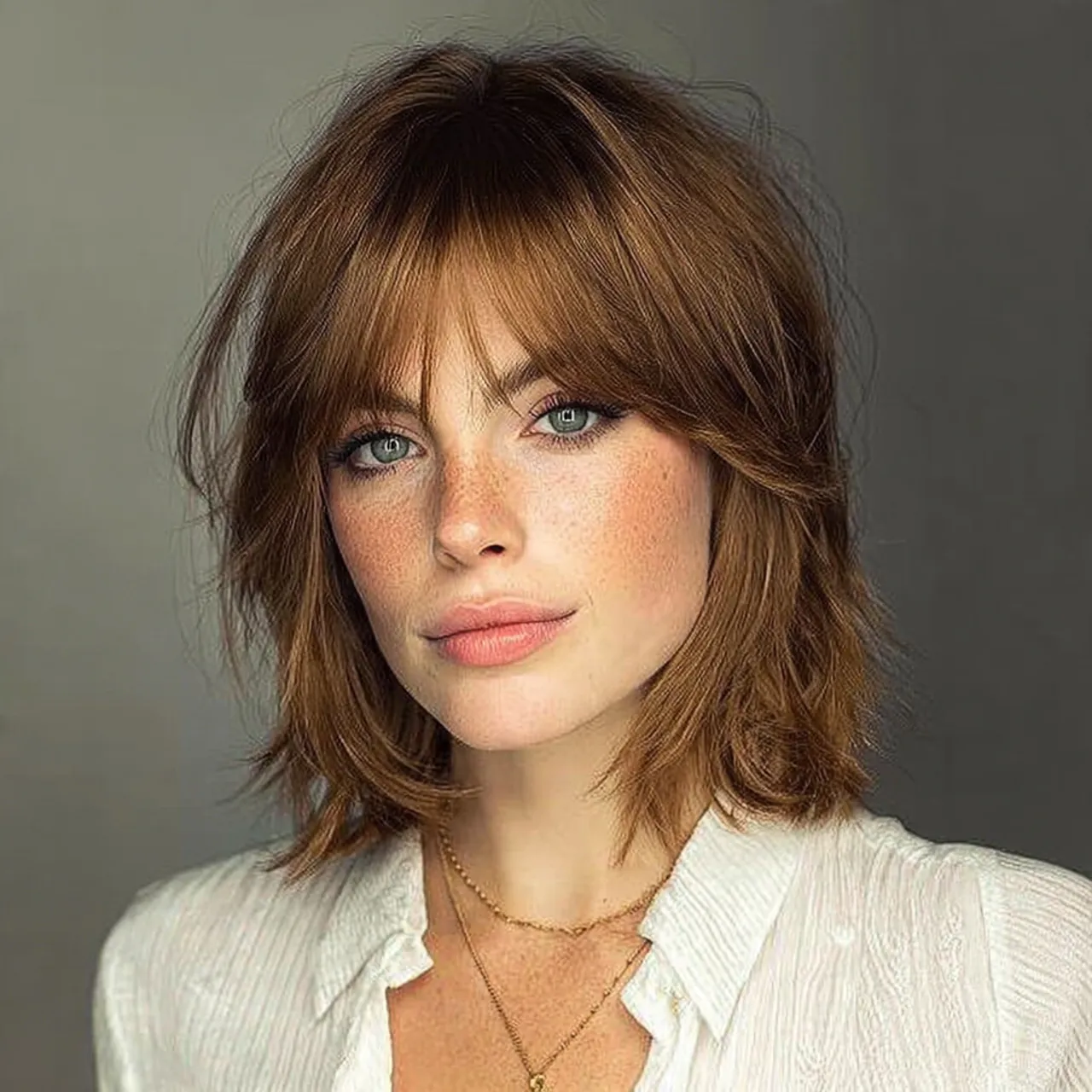 short hairstyle for curtain bangs