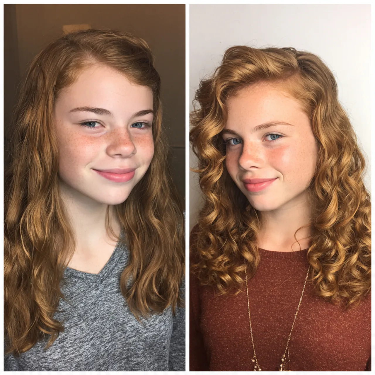 side parted curly hair for school