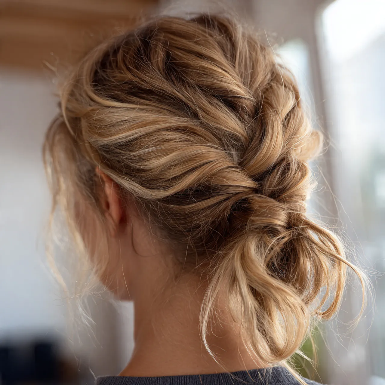 single photo of a messy braided ponytail hairstyle