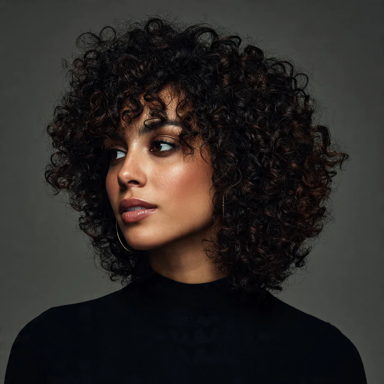 single portrait of a person with curly hair styled 1