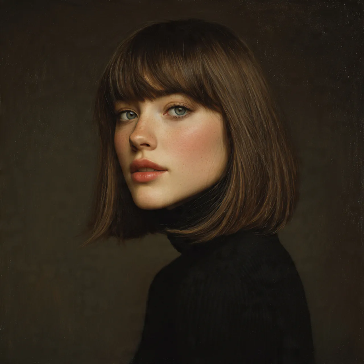 Curtain Bangs Straight Hair: 16 Sleek Style Ideas 5 single portrait of a woman with shoulder length st
