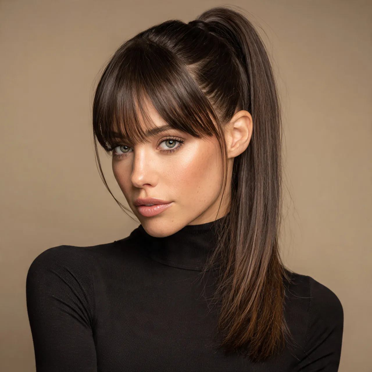 Curtain Bangs Straight Hair: 16 Sleek Style Ideas 14 single portrait photo of a woman with curtain bang