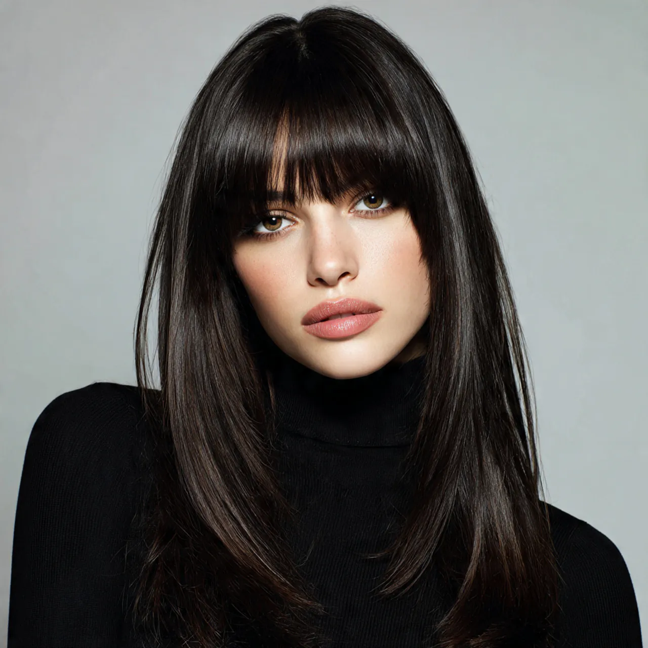 Curtain Bangs Straight Hair: 16 Sleek Style Ideas 4 sleek curtain bangs straight hair hairstyle glossy