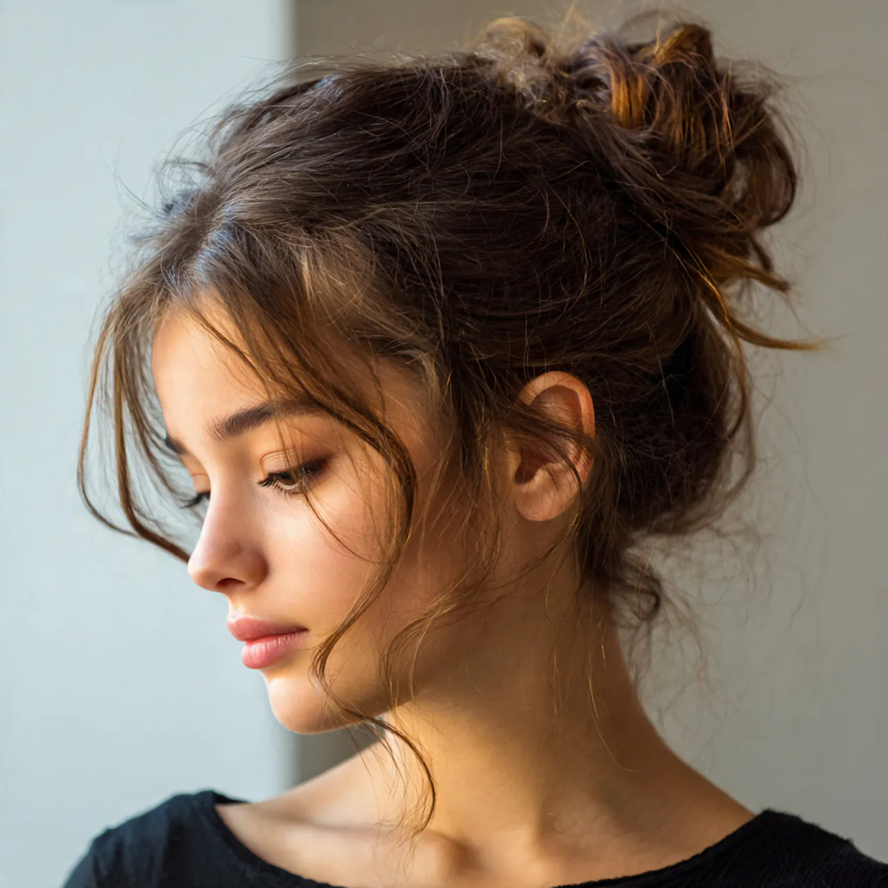 15 Trending Cute School Hairstyles for Effortless Daily Style 3 soft messy bun cute school hairstyle on a teenage