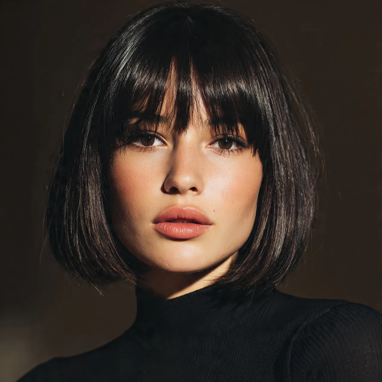 Curtain Bangs Straight Hair: 16 Sleek Style Ideas 7 square portrait of a woman with a curtain bangs st