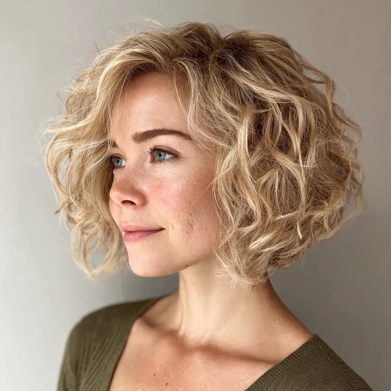 stacked curly bob hairstyle
