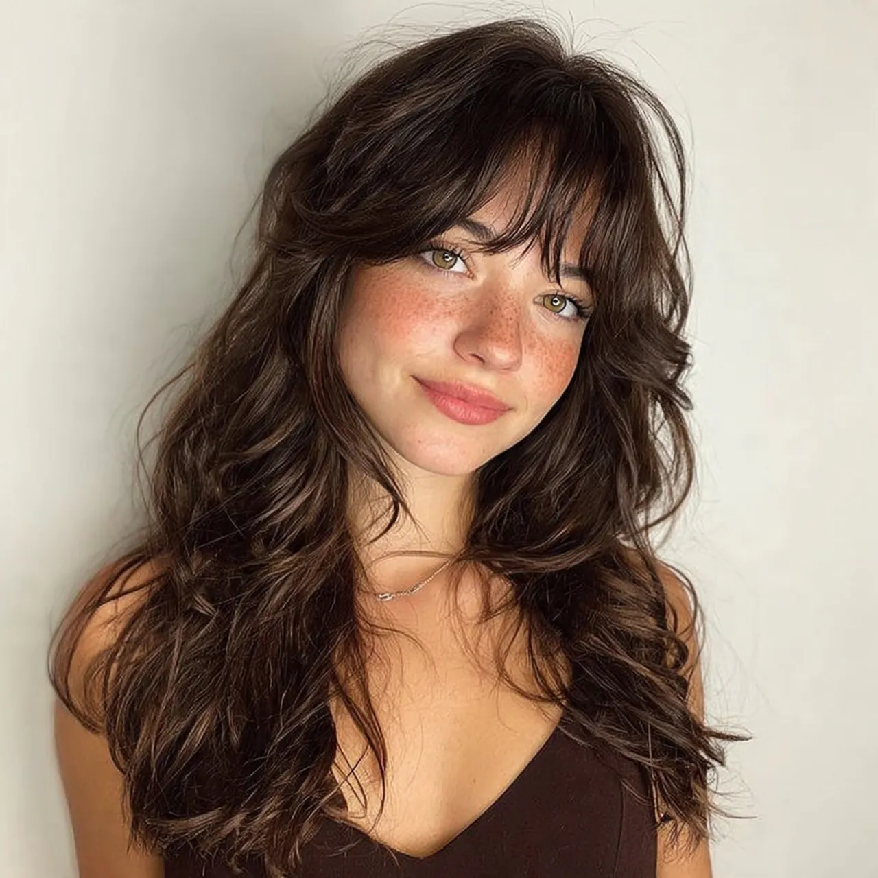 thick curtain bangs hairstyle