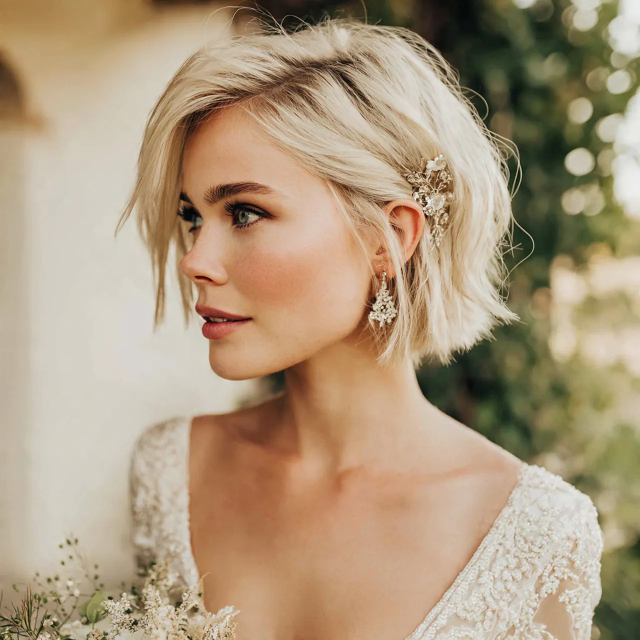 13 Trending Wedding Hairstyles for Short Hair: Elegant Ideas 11 tousled bridal wedding hairstyles for short hair