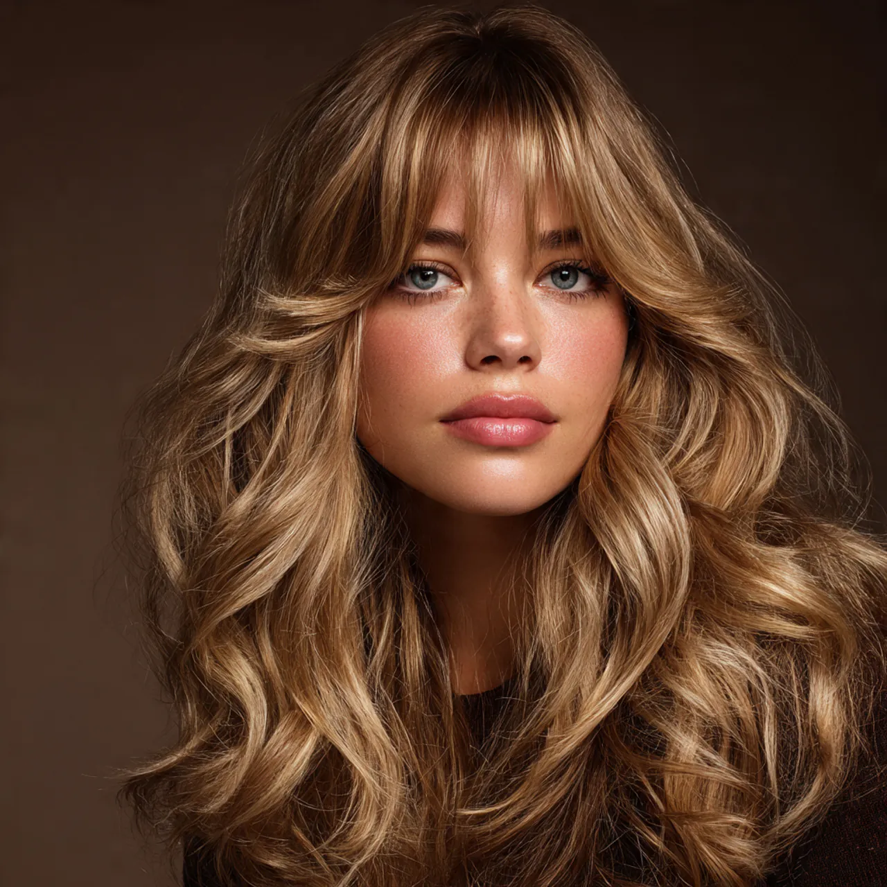 voluminous curtain bangs wavy hair hairstyle singl