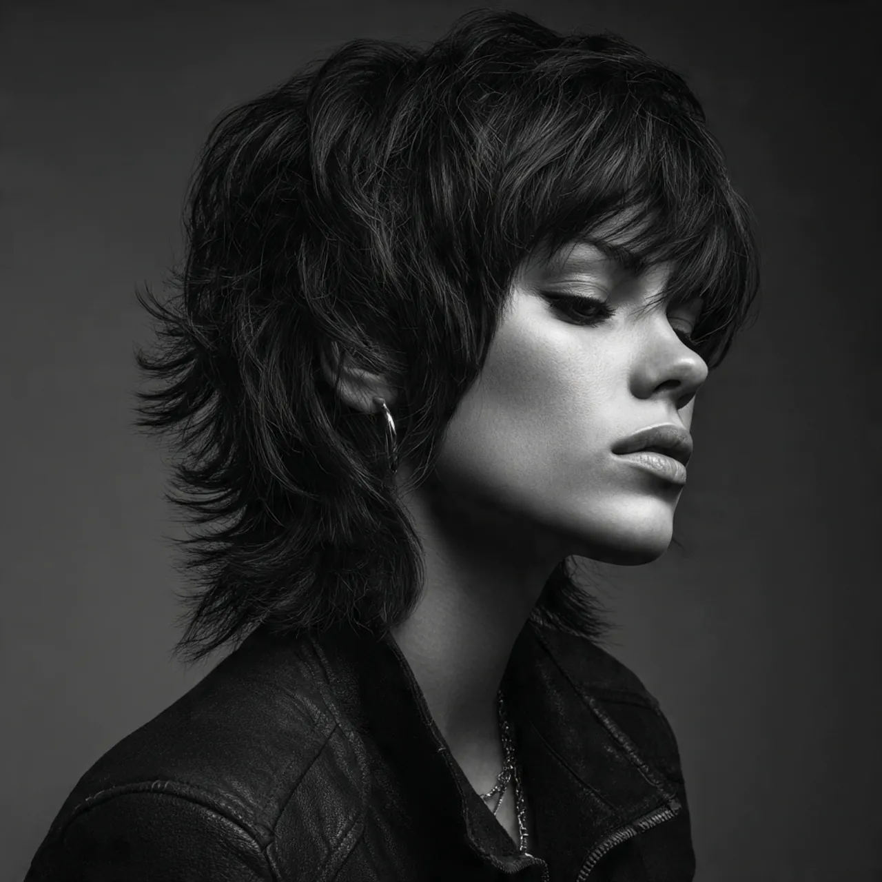 a single portrait of a woman with a voluminous wol 1