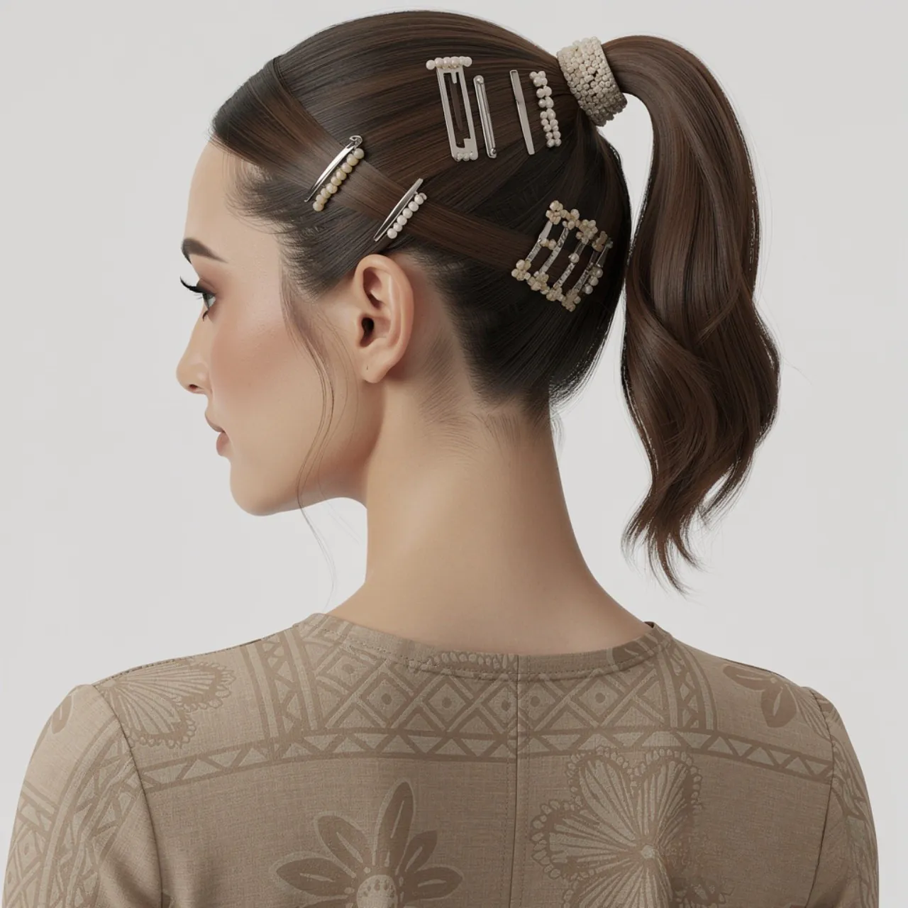 accessorized short ponytail hairstyles square port