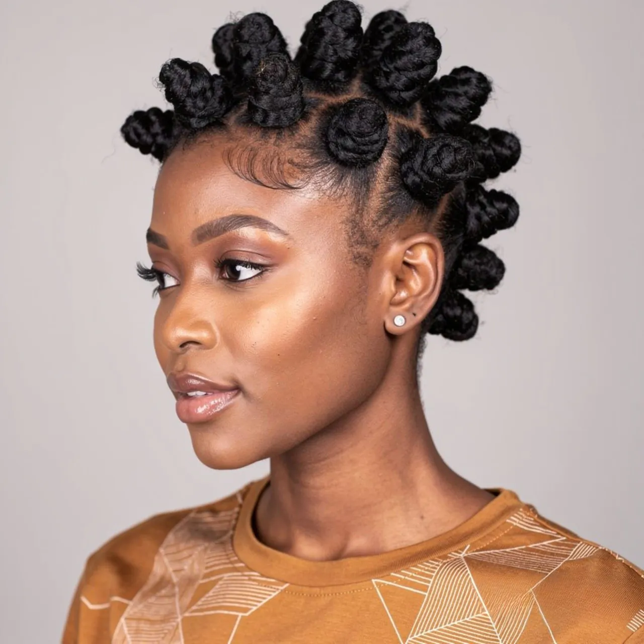 bantu knot natural hairstyle on short hair square