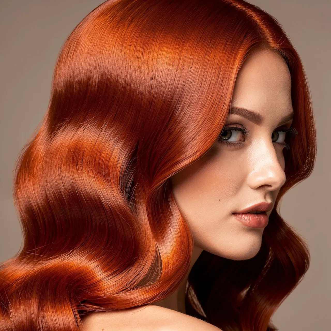 classic copper red hair color single portrait phot