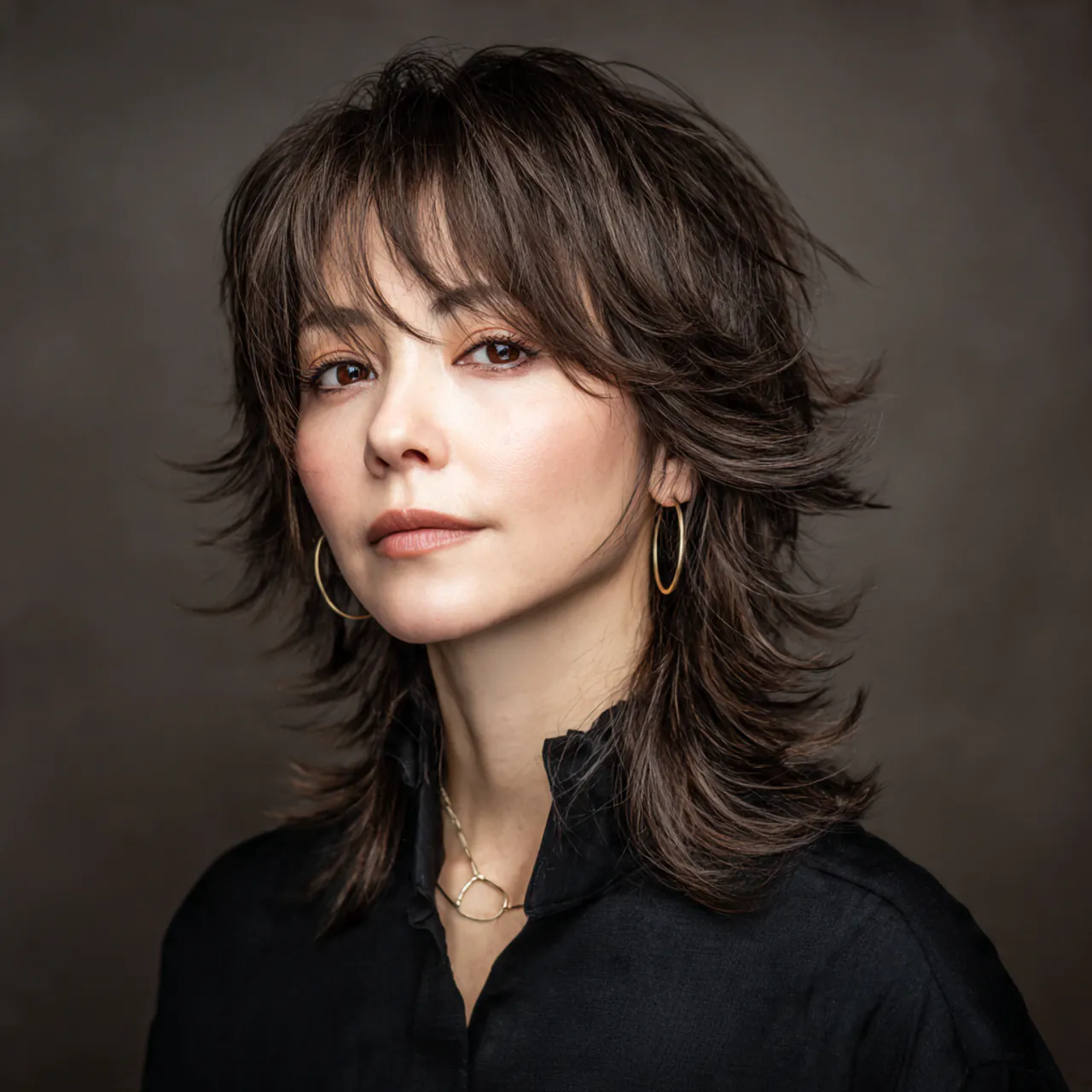 classic wolf cut hairstyle for a woman layered sha